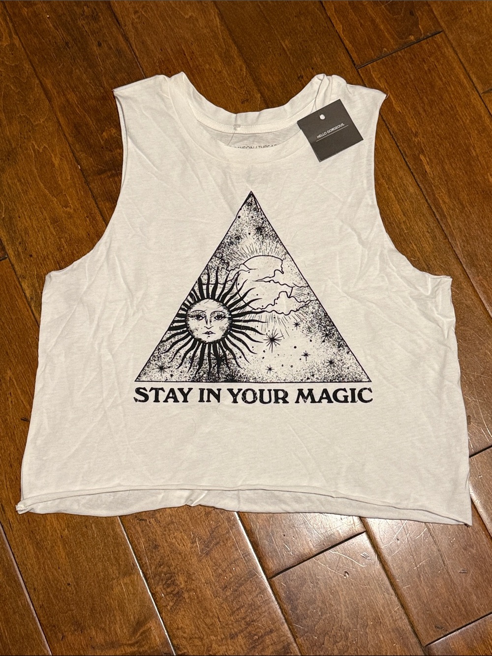 Grayson Threads White Sun & Moon Graphic Crop Tank